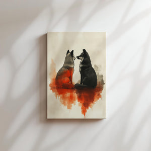Foxes Facing Each Other