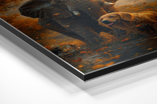 Elephant and Dog in Autumn