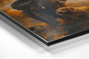 Elephant and Dog in Autumn