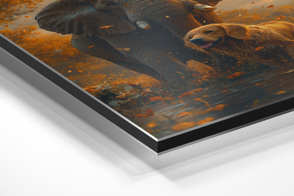 Elephant and Dog in Autumn