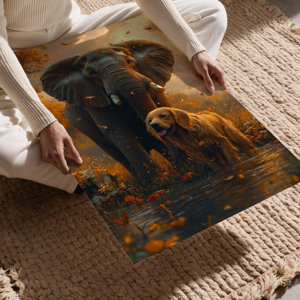 Elephant and Dog in Autumn