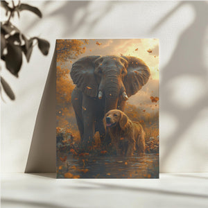 Elephant and Dog in Autumn