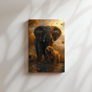 Elephant and Dog in Autumn