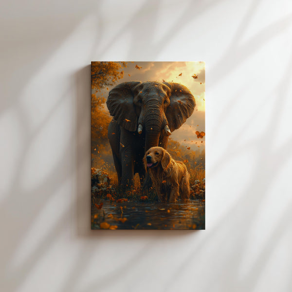 Elephant and Dog in Autumn