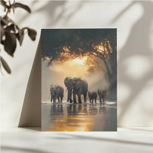 Elephant Herd Sunset