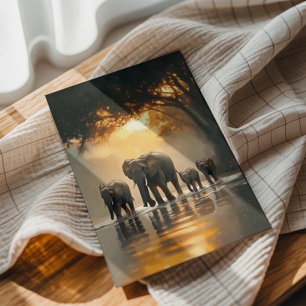 Elephant Herd Sunset