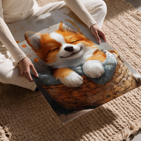 Happy Fox in Basket