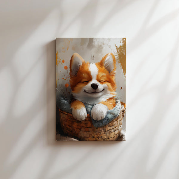 Happy Fox in Basket