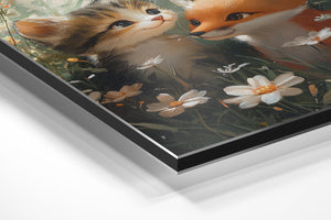 Kitten and Fox in Meadow