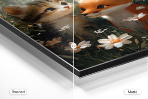 Kitten and Fox in Meadow