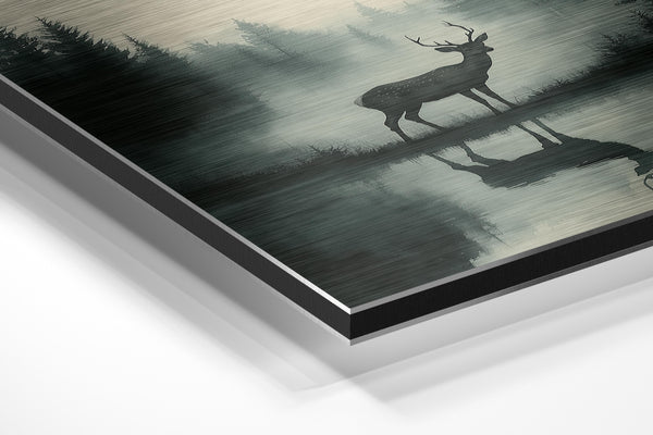 Deer in Misty Reflection