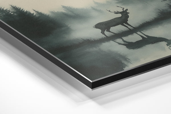Deer in Misty Reflection