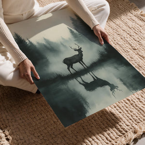Deer in Misty Reflection