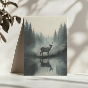Deer in Misty Reflection