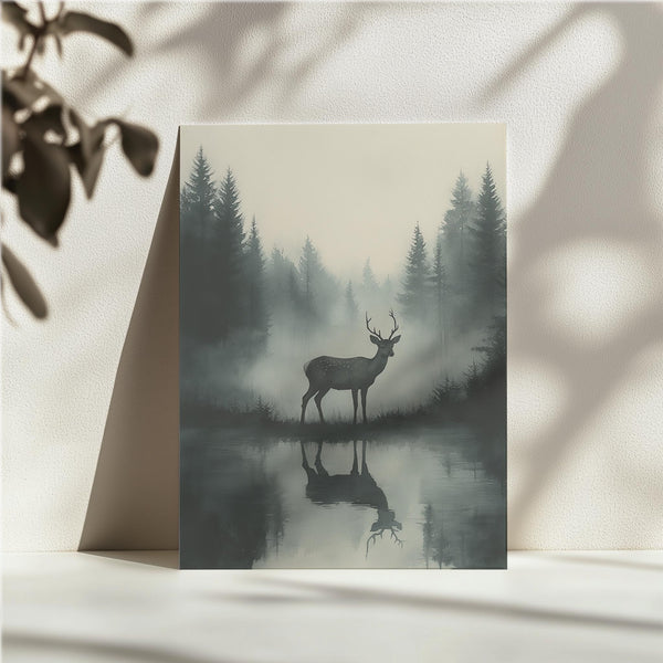 Deer in Misty Reflection