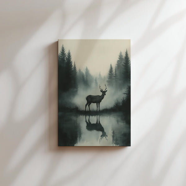 Deer in Misty Reflection