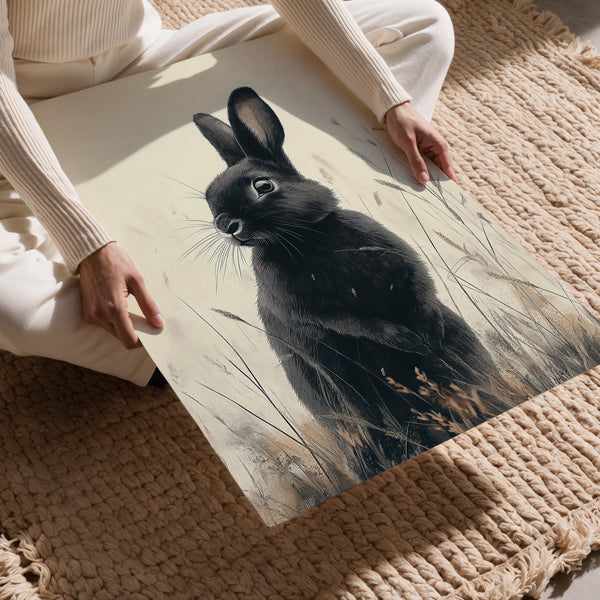Black Rabbit in Field