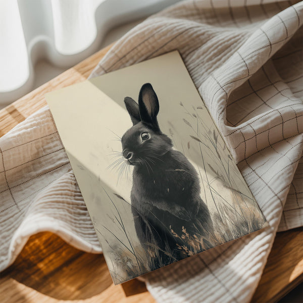 Black Rabbit in Field