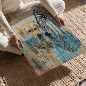 Labrador and Zebra at Water