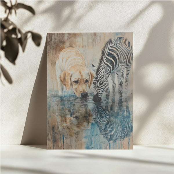 Labrador and Zebra at Water