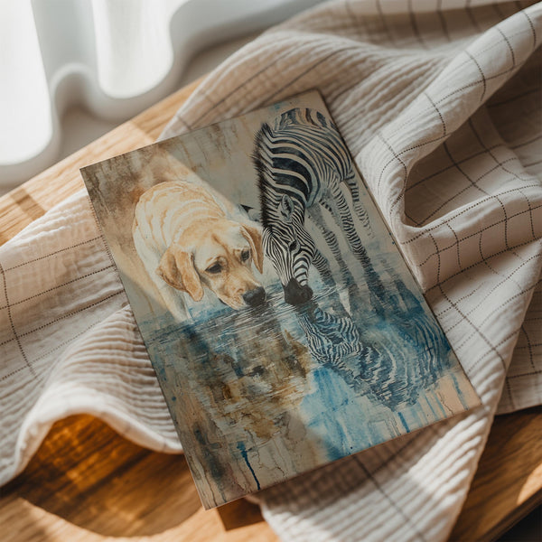 Labrador and Zebra at Water