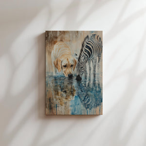 Labrador and Zebra at Water