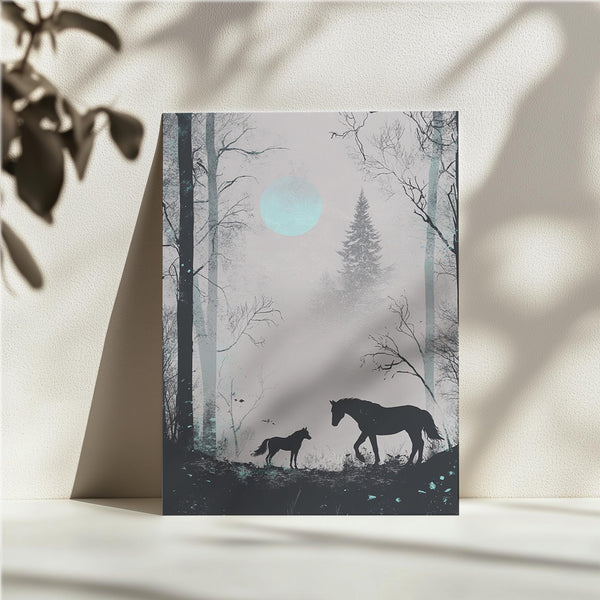 Horse in Moonlit Forest