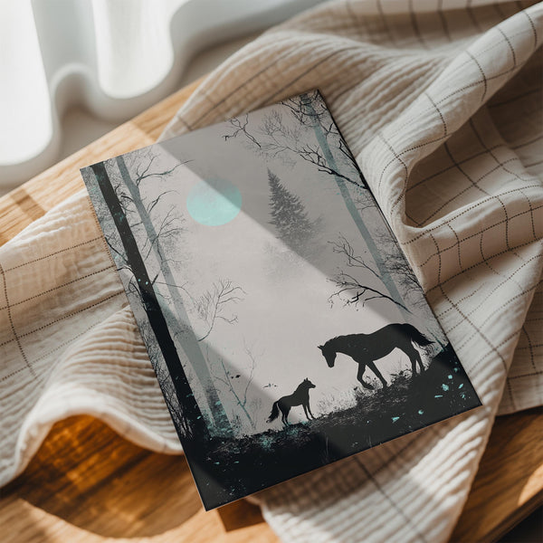 Horse in Moonlit Forest