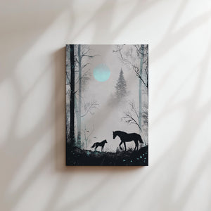 Horse in Moonlit Forest