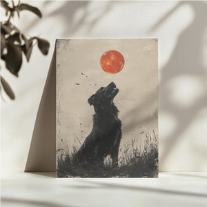 Dog and Red Moon