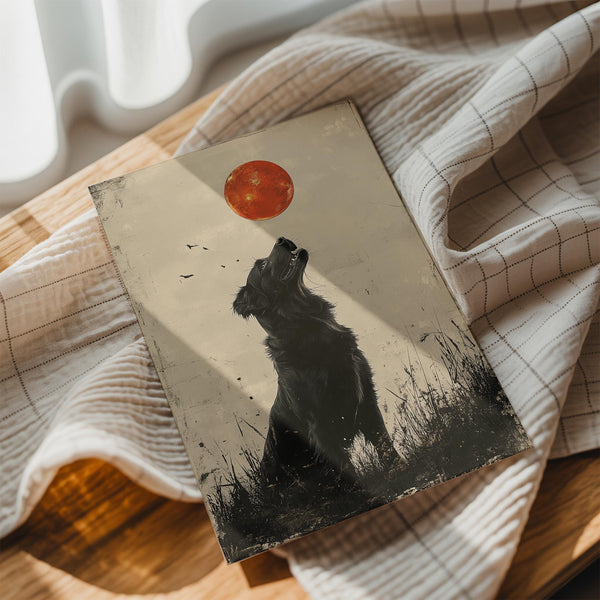 Dog and Red Moon