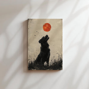 Dog and Red Moon