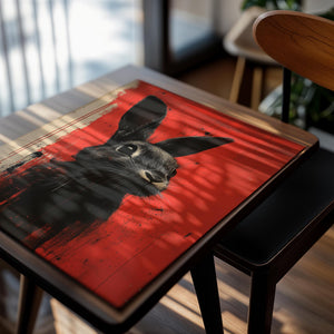 Rabbit in Abstract Red