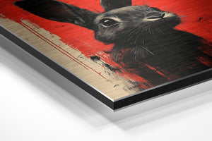 Rabbit in Abstract Red