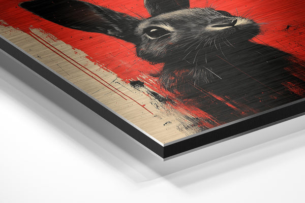Rabbit in Abstract Red