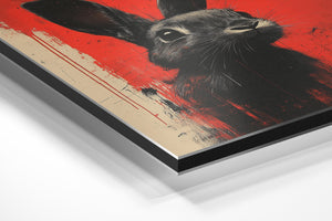 Rabbit in Abstract Red