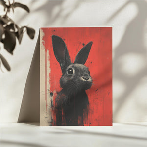 Rabbit in Abstract Red