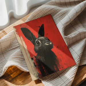 Rabbit in Abstract Red