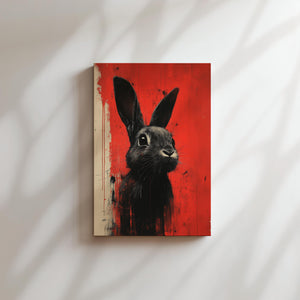 Rabbit in Abstract Red