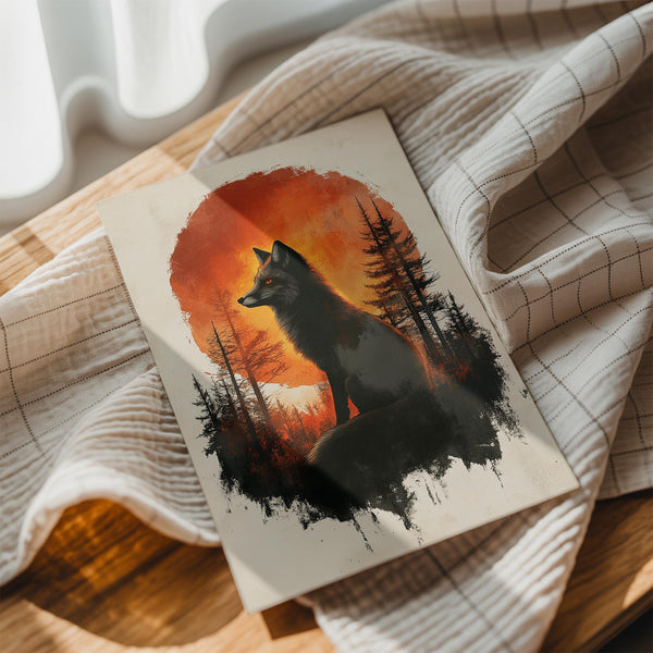 Fox Sunset Silhouette
