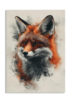 Artistic depiction of a fox's face on a textured background, as a premium aluminum metal print from GoMetalPrint.
