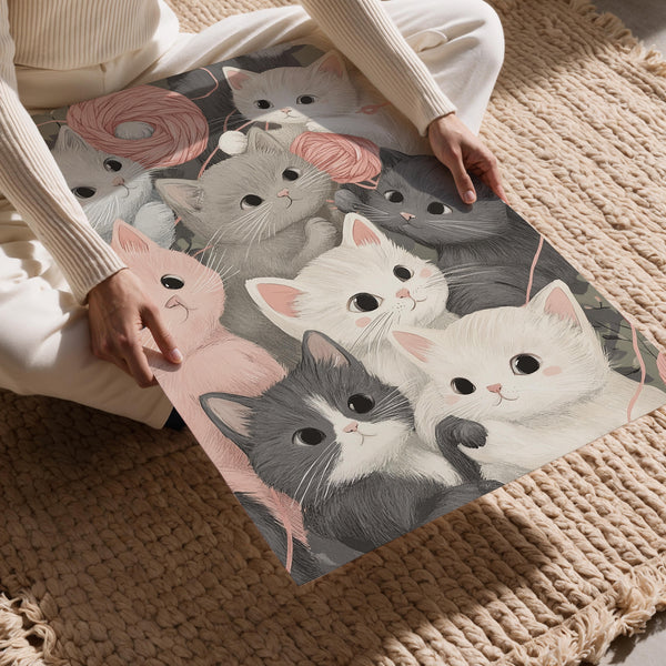 Playful Kittens & Yarn