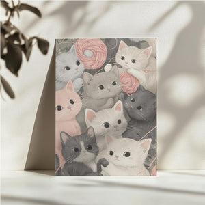 Playful Kittens & Yarn