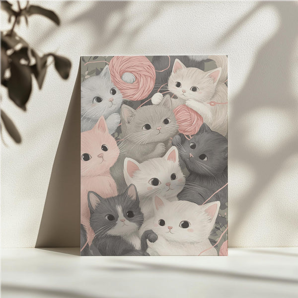 Playful Kittens & Yarn
