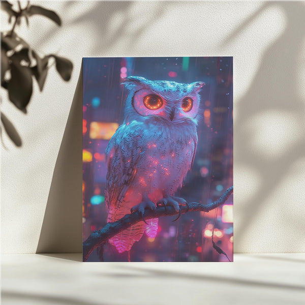 Neon Owl in Rain