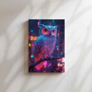 Neon Owl in Rain