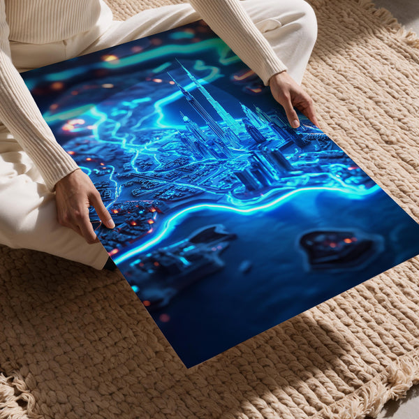 Neon Dubai Futuristic Map