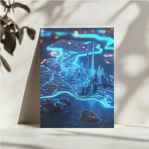 Neon Dubai Futuristic Map