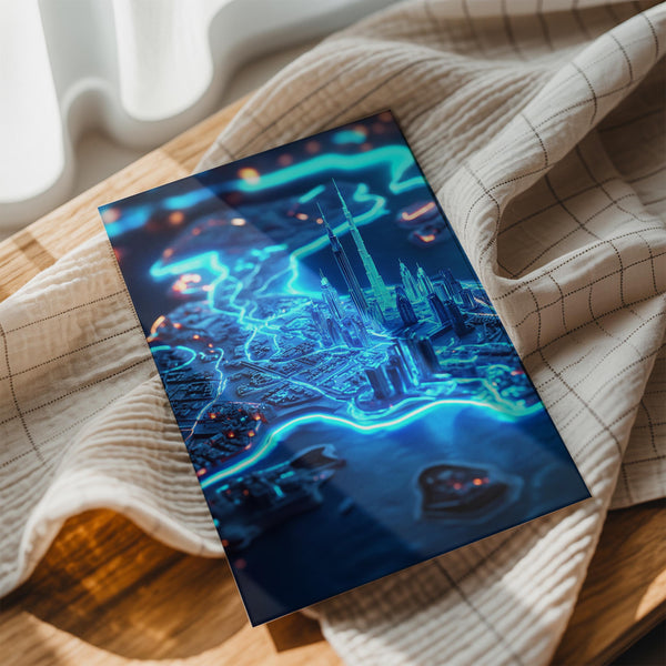 Neon Dubai Futuristic Map