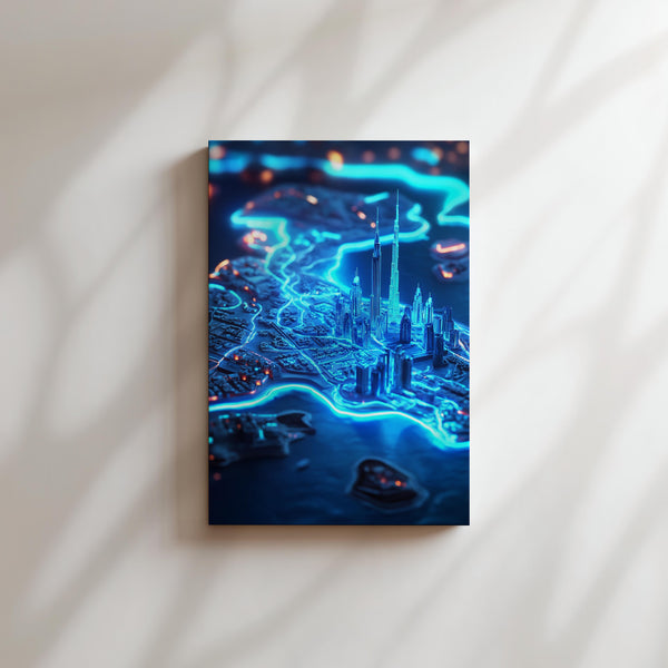 Neon Dubai Futuristic Map